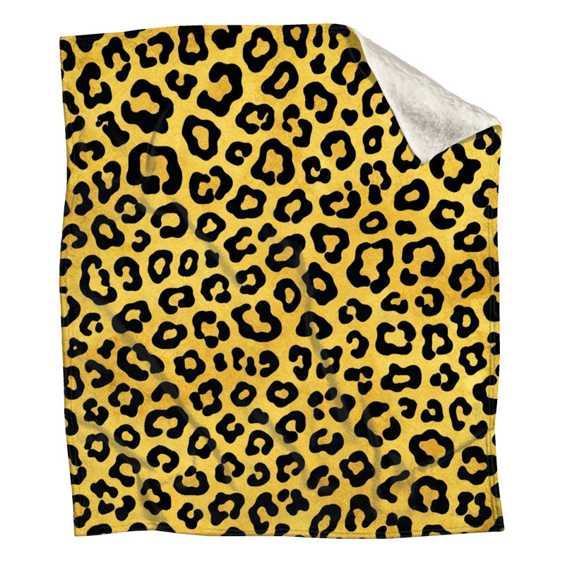 Couvertures à motif léopard, L 60 po x H 80 po, Dark Black Medium Gold