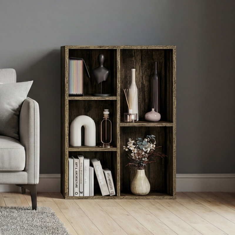 Cube Storage Unit With Open Shelving Modern Multi-Purpose Storage Organiser for Living Room Bedroom & Office, Dark Wood