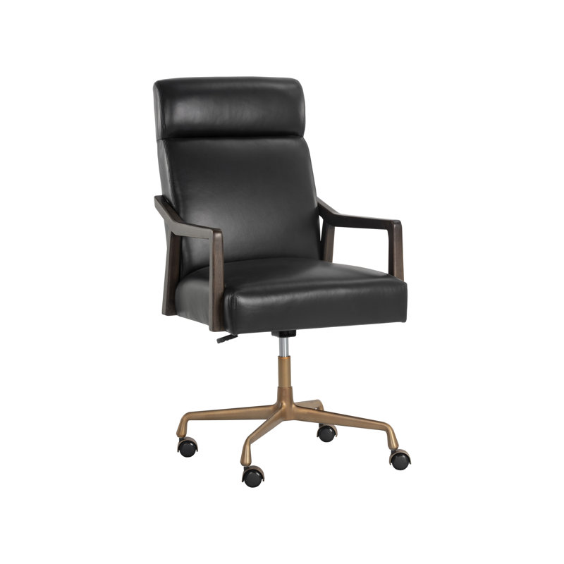 Collin Leather Swivel Office Chair, Cortina Black Genuine Leather