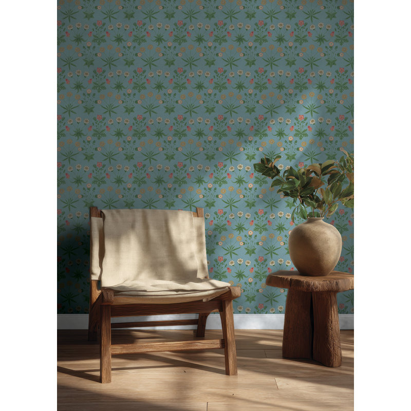 Papier peint adhésif Daisy Wedgwood and Coral, Bleu