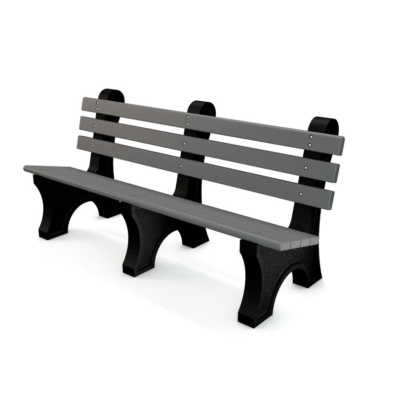 Banc de parc en plastique recyclé Wetzel, Elite, 6', Gris