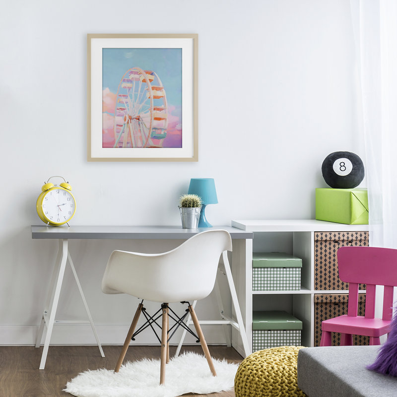 Grande roue et barbe à papa, impression encadrée sous verre, design par The Prints Vibe, 16 x 13