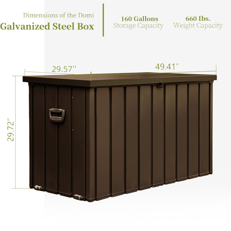 150 Gallon Outdoor Storage Deck Box Waterproof, 29.72" H x 49.41" W x 29.57" D, Dark Brown