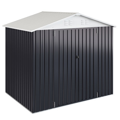 6 ft. W x 8 ft. D Metal Storage Shed with Updated Frame Structure and Lockable Doors