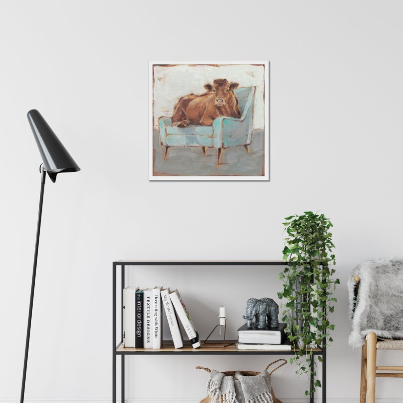 Moo-ving In IV by Ethan Harper - Painting, 80cm H x 80cm W x 2.3cm D, White Framed Paper Print
