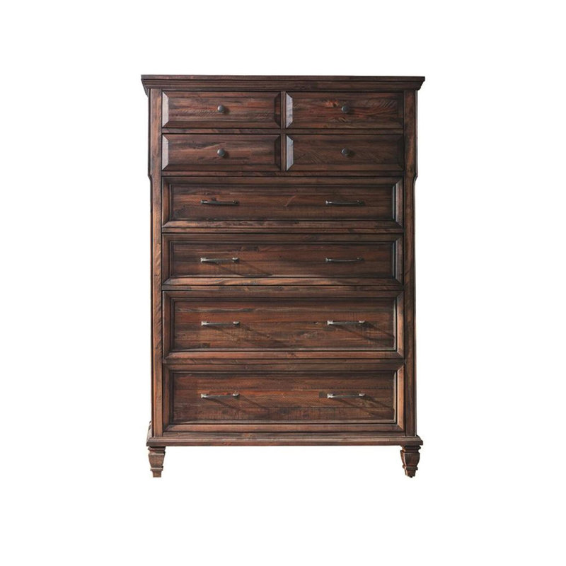 Commode 8 tiroirs l 44 po, Brun Bruni vieilli