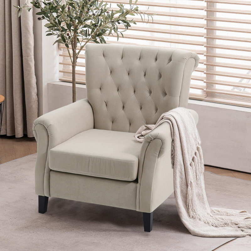 Brasel Velvet Armchair, Beige