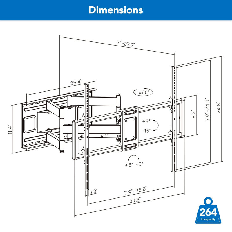 Heavy Duty Full Motion TV Wall Mount