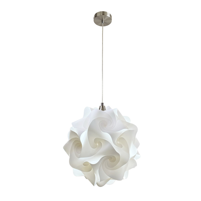 Luminaire suspendu géométrique 1 lumière Beri, H 17 po x l 17 po x P 17 po, E26 - par défaut, Nickel