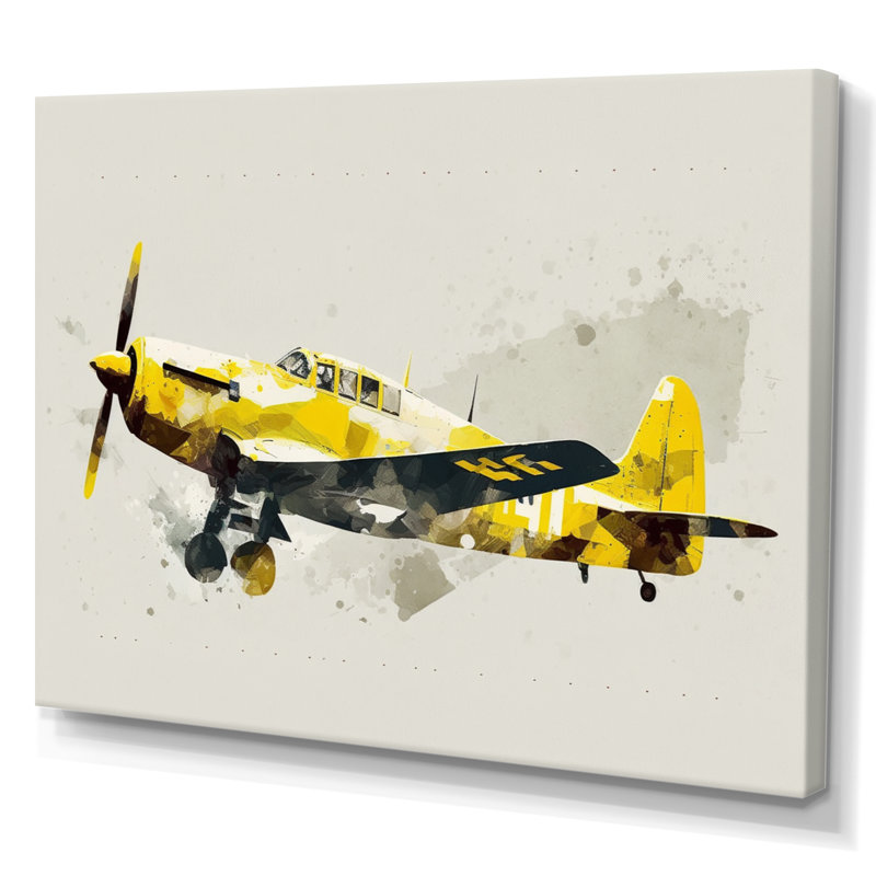 Propeller Plane Design - Transport sur toile, art mural, H 34 po x l 44 po, Toile tendue