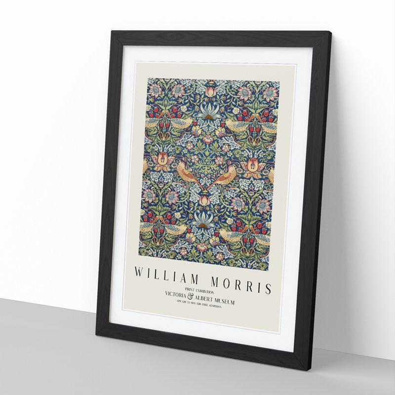 Strawberry Thief Vol.2 by William Morris - Single Picture Frame Print, Black Framed, 48cm H x 36cm W x 2cm D