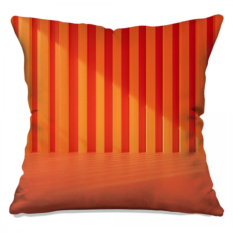 Coussins décoratifs à rayures verticales orange, 14 X 14 pouces