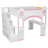 Full Size Wood Castle Loft Bed with Storage Staircase, Desk, Windows, Shelves and LED Light, White+Light Pink-1587217427