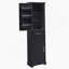 Grande armoire de rangement pour salle de bain, armoire de rangement autoportante avec deux portes et tablettes réglables, conception à étagère de porte, panneau de fibres à densité moyenne avec finition peinte, noir-666621327-666621326