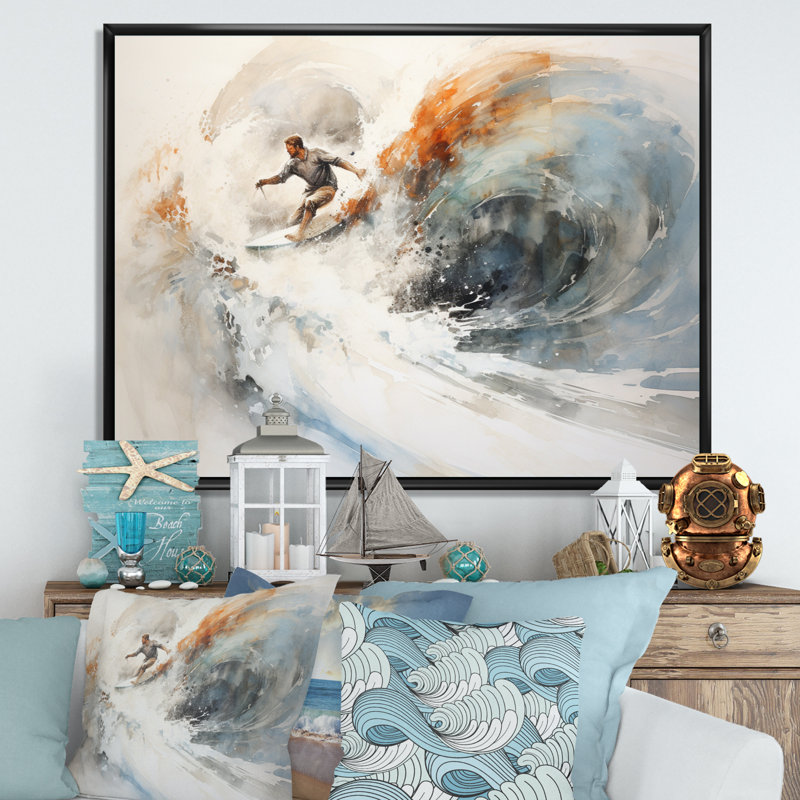 «Coastal Surfers Paradise II», reproduction sur toile, Cadre flottant noir, H 24 po x l 32 po x P 1 po