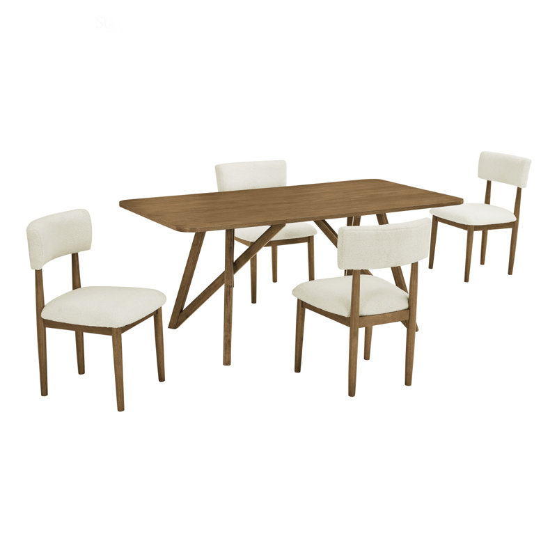Ensemble de salle à manger Darla 5 pièces 70 W à base géométrique rectangulaire avec coins arrondis et finition en placage pour une décoration intérieure élégante