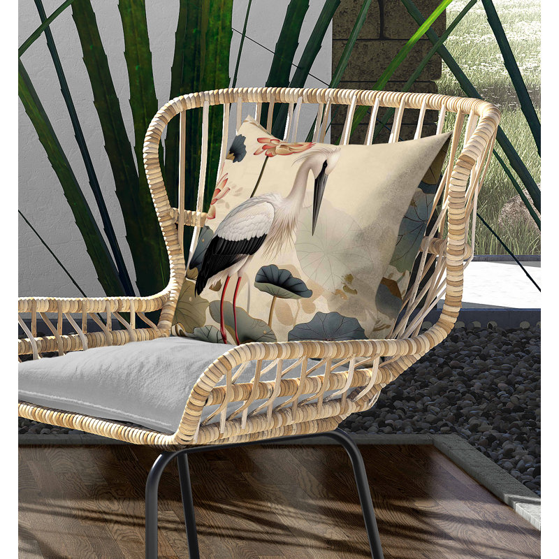 Coussin intérieur / extérieur Lotus Pond, Carré 20 po, Vert/crème