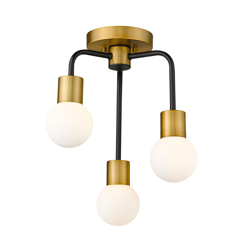 Emmett Glass Semi Flush Mount, Foundry Brass, Opal