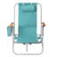 Chaise longue de jardin avec rayures vert menthe et blanches et dossier réglable en quatre positions, chaise de plage pliable en aluminium antirouille