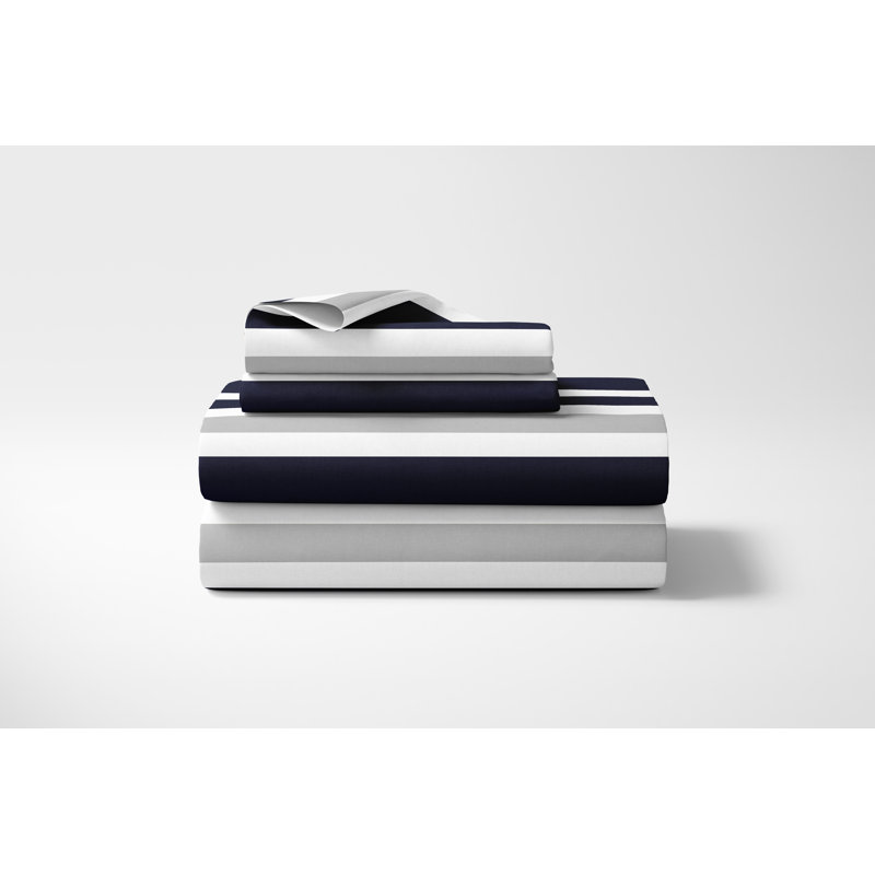 Stripe Navy and Gray Queen Sheet Set by Sweet Jojo Designs