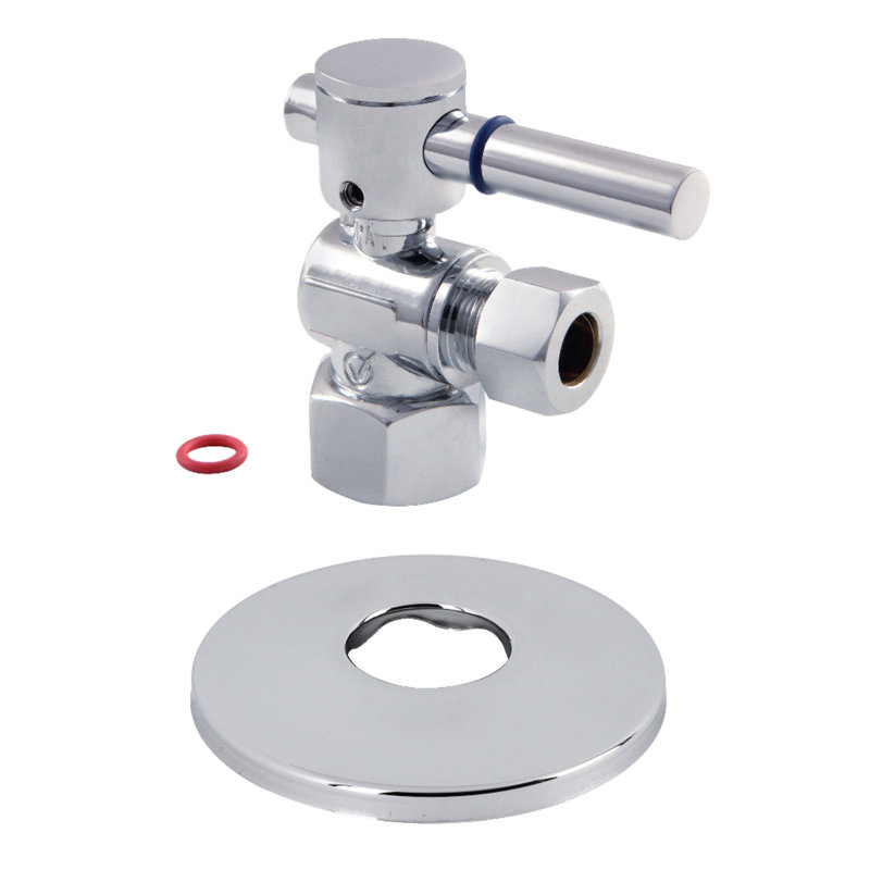 Kingston Brass Concord 1/2-Inch FIP x 3/8-Inch OD Comp Quarter-Turn Angle Stop Valve with Flange, Polished Chrome