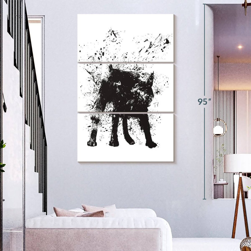 Brampt chien abstrait noir, H 74 po x l 48 po