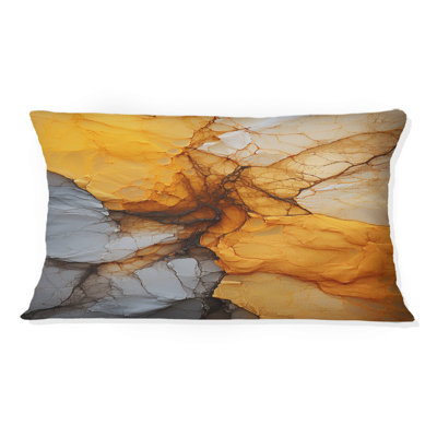 Marble Art In Gray And Orange - Abstract Painting Printed Throw Pillow