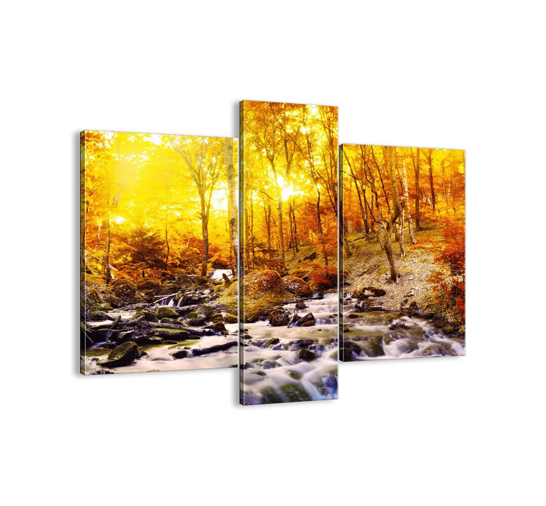 3-tlg. Leinwandbilder-Set - Fotografie „Stones Framed in Gold and Platinum”