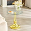 Tables de bout compactes, table d'appoint moderne en verre et métal doré pour la maison