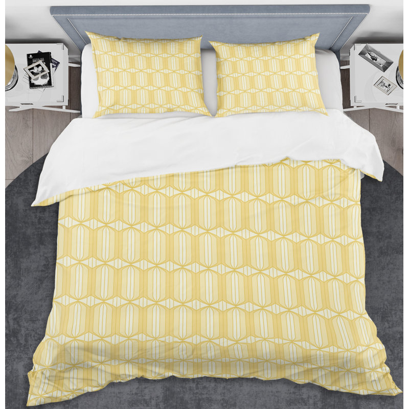 Modern & Contemporary Polyester Twill Geometric Shapes Duvet Cover, King Duvet Cover + 2 Shams
