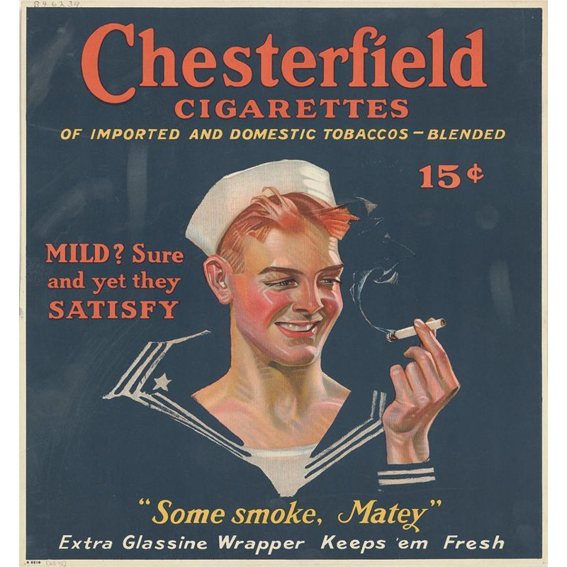 «Chesterfield Cigarettes» par MuseumPrints - Art mural sur toile tendue avec châssis, H 48 po x l 33 po