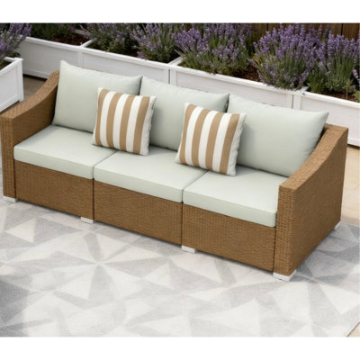 Extérieur avec coussins et coussins décoratifs tissés à la main, tout confort, capacité de 795 lb, canapé de patio de conception épaisse pour discuter à l'extérieur