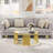 Tionah 35.4" W x 17.7" H 2-Tier Round Tempered Glass Top Coffee Table, Deluxe Gold Stainless Legs Sofa Table-1086307886