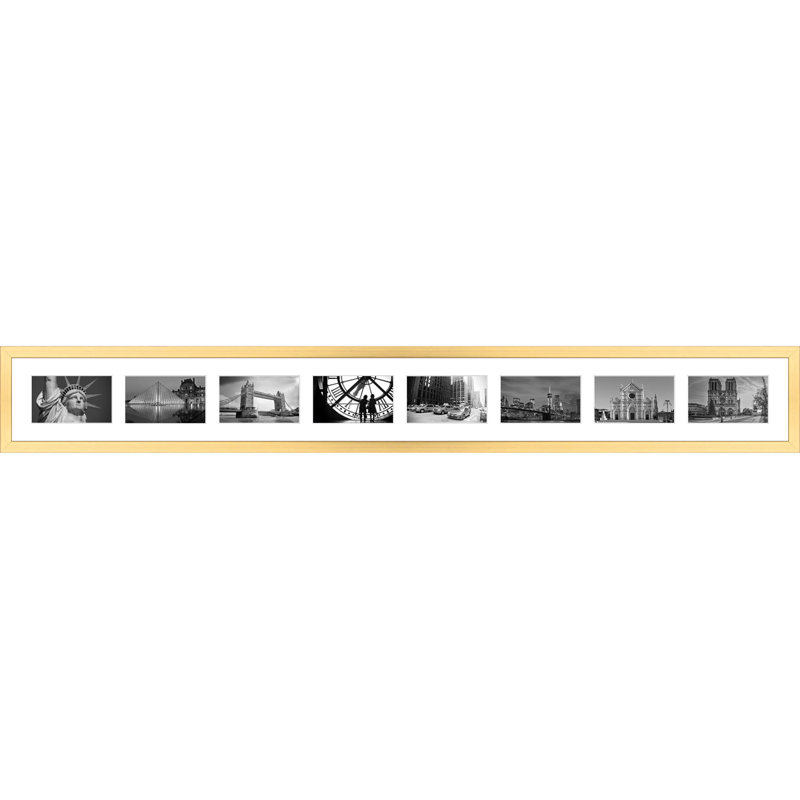Lakshita Wood Picture Frame with Mat, Gold, 4" x 6"