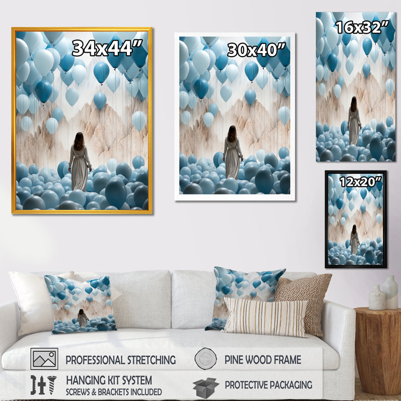 Sky Is The Limit Woman Motivation I - Motivation, art mural, Cadre simple noir, H 40 po x l 30 po x P 1,5 po