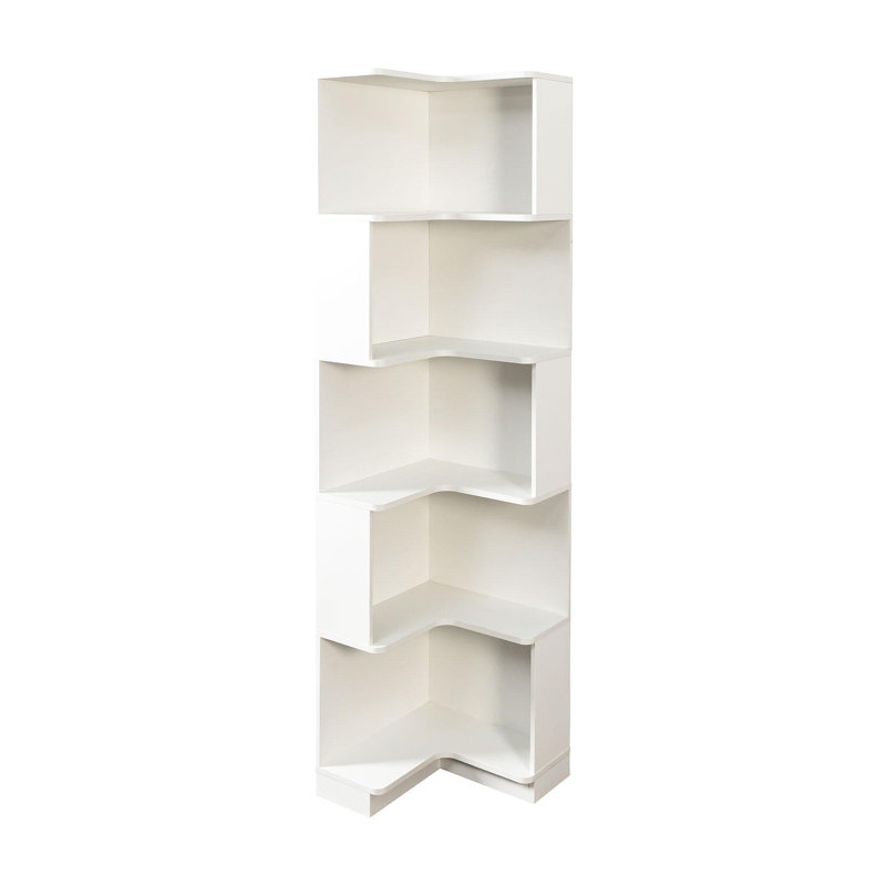 Étagère d'angle avec bibliothèque à 5 niveaux avec chicane