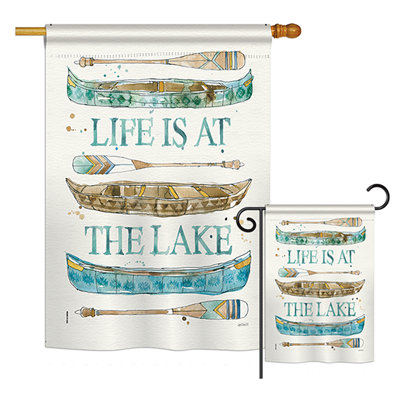 Ensemble de drapeaux verticaux en polyester 40 x 28 po Life to the Lake
