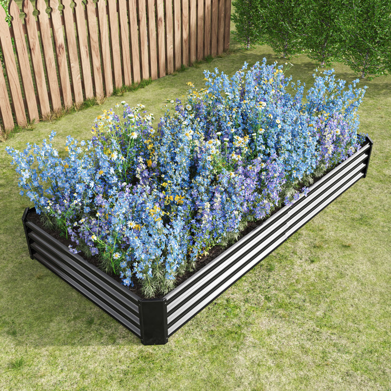 Ensemble de lit surélevé pour jardin - Jardin surélevé en métal 7,6 x 3,7 x 0,98 pi, H 11,81 po x l 91,34 po x P 44,69 po