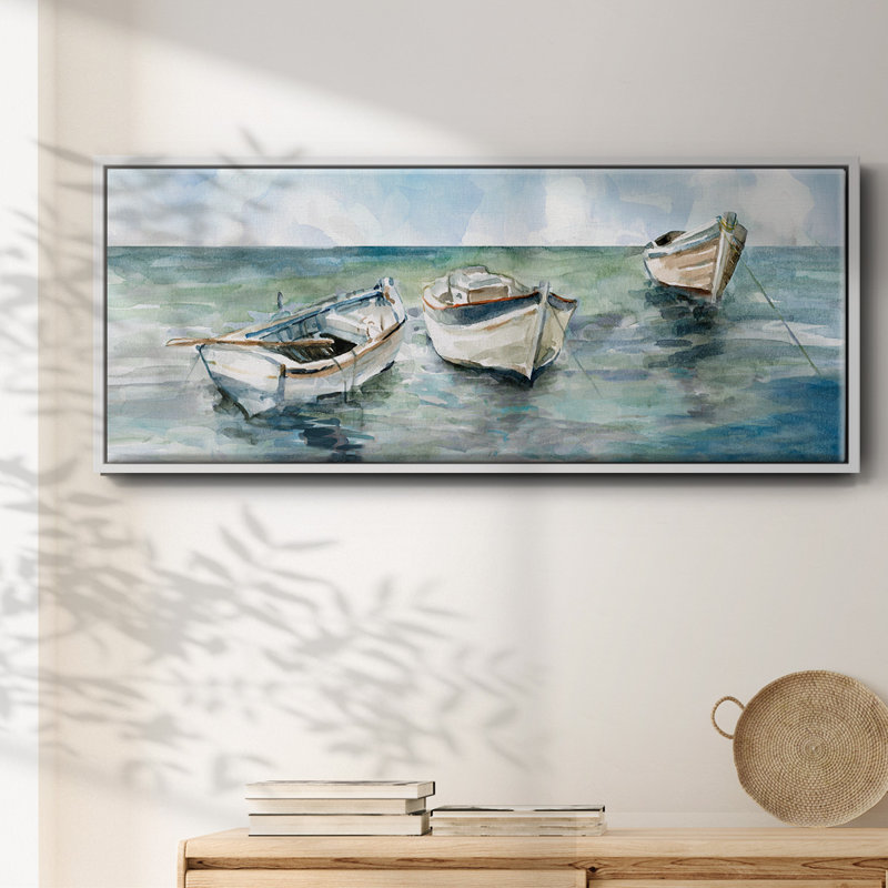 " Caught At Low Tide II ", 12" H x 30" W x 1.5" D, White
