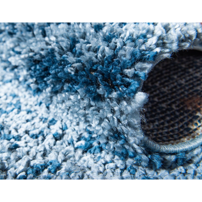 Tapis bleu à rayures Mitzy, Tapis de couloir 2 pi 2 po x 6 pi 1 po