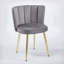 Chaise de salle à manger Modern GREY (ensemble de 2) avec pieds en fer de couleur dorée, velours et dossier confortable-1833504386
