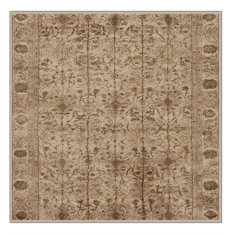 Tapis brun lavable à la machine, Carré 5 pi