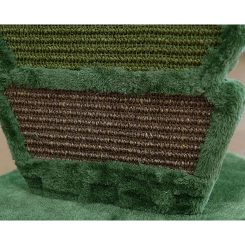 Green Sisal Cactus-Shaped Cat Scratcher with Flower Teaser