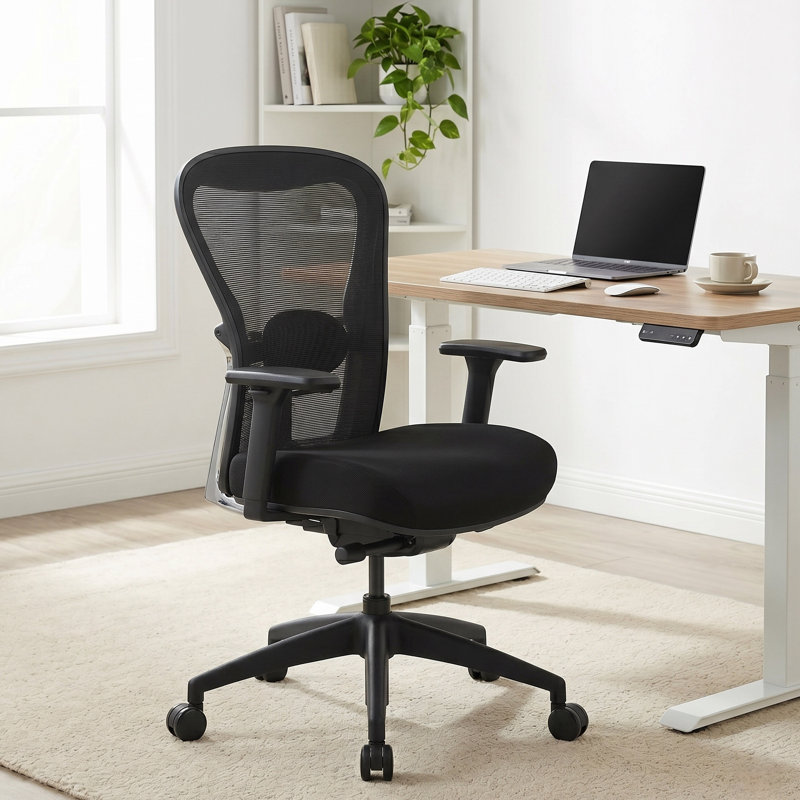 Ergonomic Mesh Office Chair with Seat Slide & 3D Armrest, Modern Computer Chair with Adjustable Lumbar, 135°Rocking Desk Chair for Office & Commercial Use