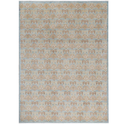 Hand-Knotted High-Quality Light Blue/Brown/Beige Area Rug
