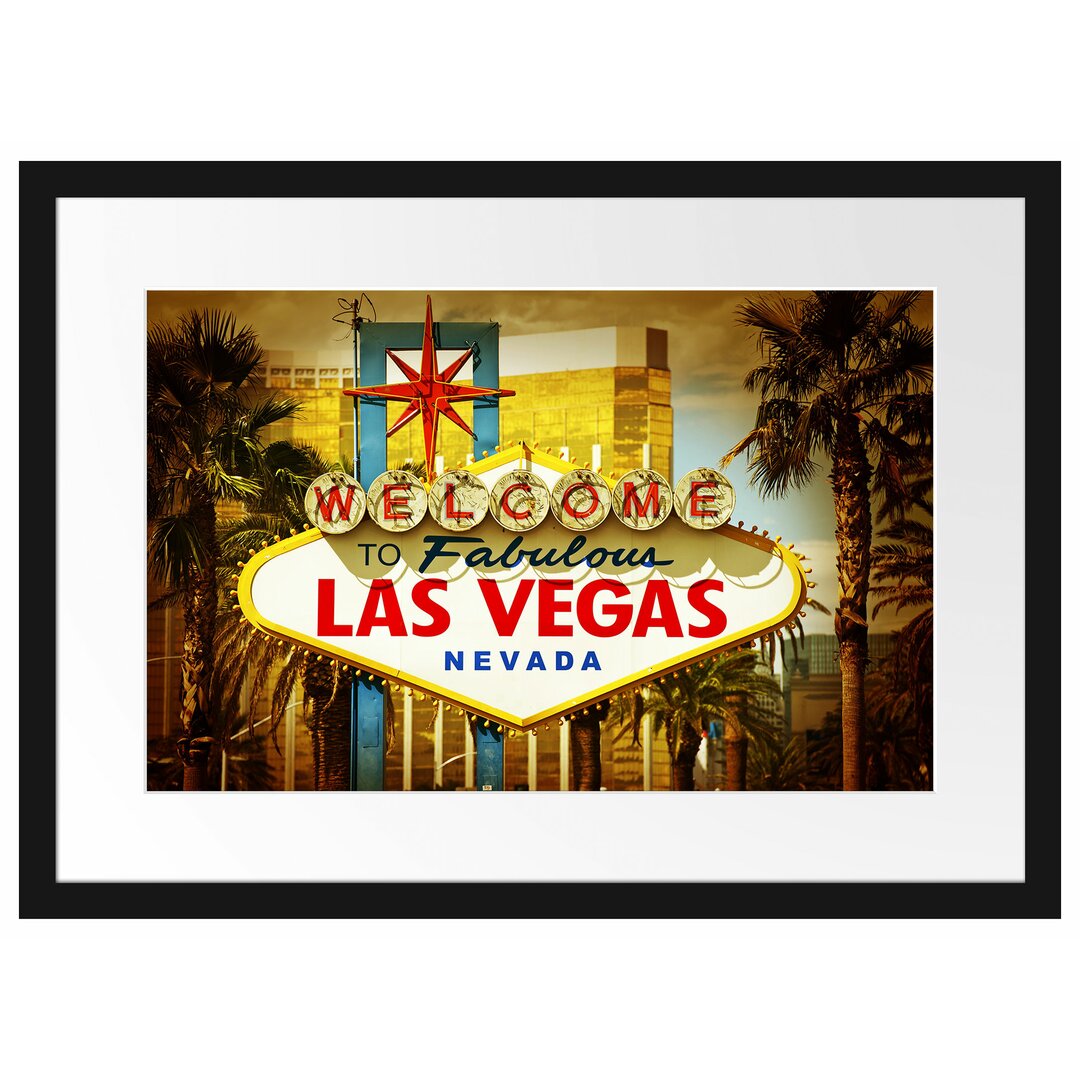 Gerahmtes Poster Las Vegas Ortseingangsschild