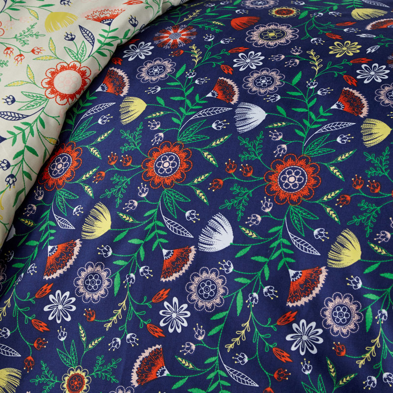 Ensemble d'édredon réversible blanc en microfibre Boho Bloom, Édredon très grand et 2 taies décoratives