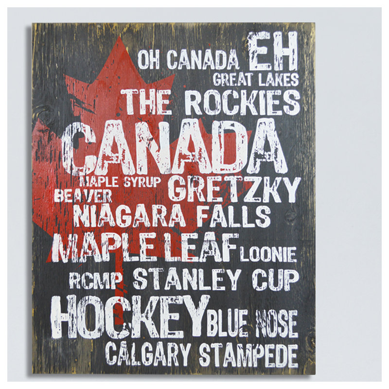 « oh canada », art textuel sur bois manufacturé