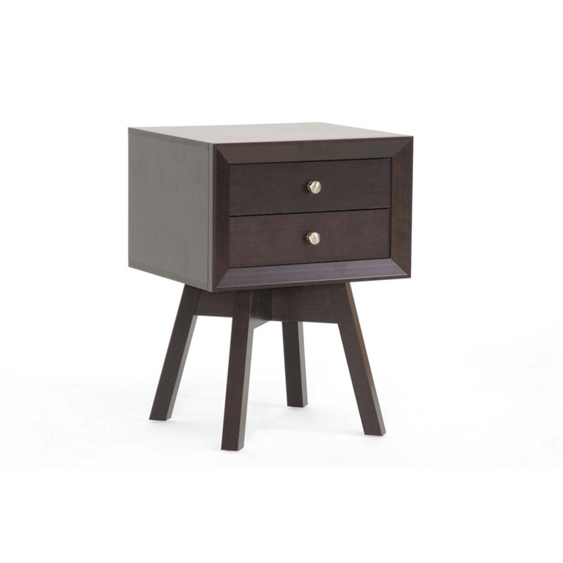 Table d'appoint et table de chevet 2 tiroirs Chayah Brown