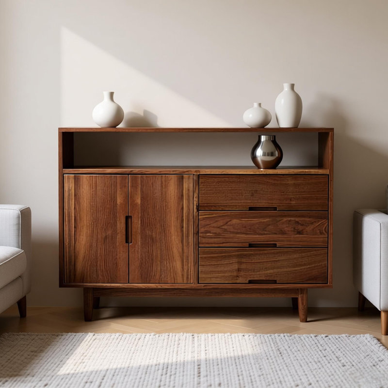 Buffet simple en bois massif avec rangement, H 33,46 po x l 47,24 po x P 16,53 po